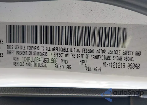 2015 Jeep Cherokee Sport z USA, uszkodzony, nr VIN 1C4PJLAB4FW631966